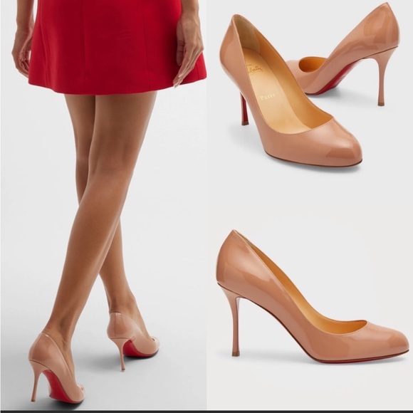 Christian Louboutin Nude Patent Argotik 100 Pumps - Picture 3 of 13